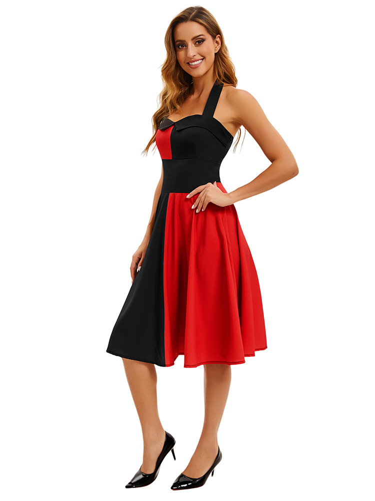 Halloween Dress for Women 1950s  Halter Tie Back Swing Evening Prom Dresses